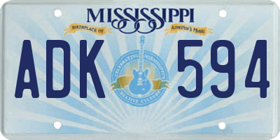 MS license plate ADK594