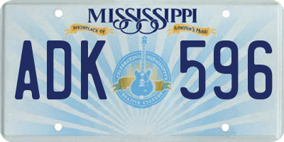 MS license plate ADK596