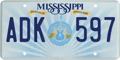 MS license plate ADK597