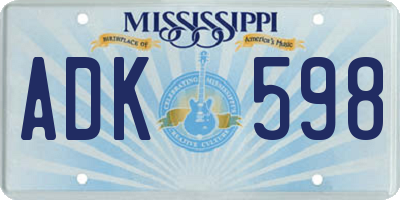 MS license plate ADK598