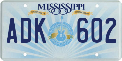 MS license plate ADK602