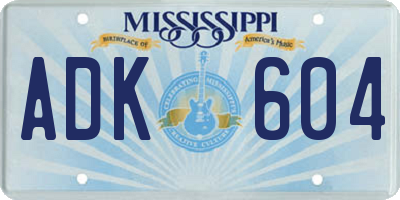 MS license plate ADK604
