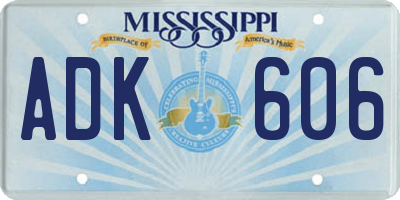 MS license plate ADK606