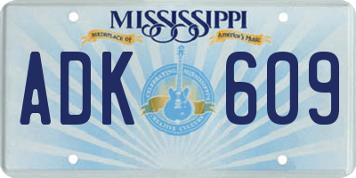 MS license plate ADK609