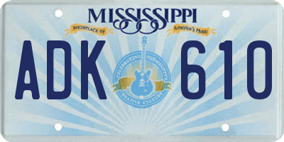 MS license plate ADK610