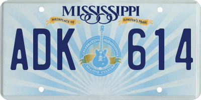 MS license plate ADK614