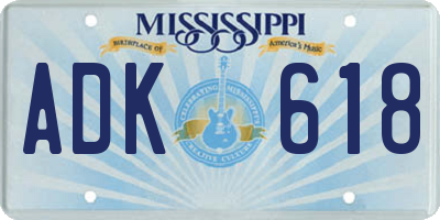 MS license plate ADK618