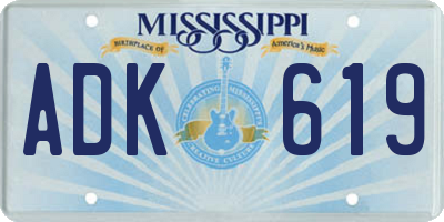 MS license plate ADK619