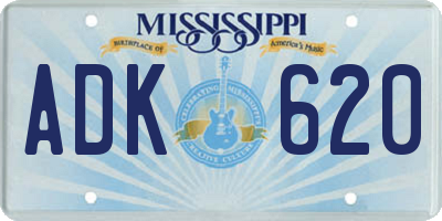 MS license plate ADK620