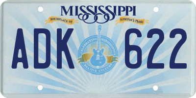 MS license plate ADK622