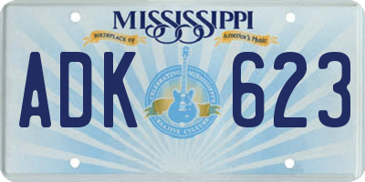 MS license plate ADK623