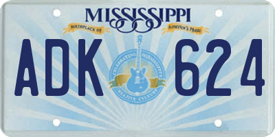 MS license plate ADK624