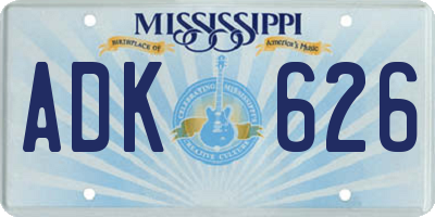 MS license plate ADK626