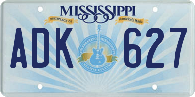 MS license plate ADK627