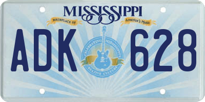 MS license plate ADK628