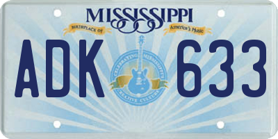 MS license plate ADK633