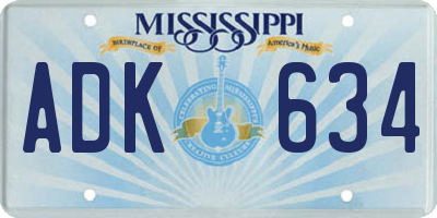 MS license plate ADK634
