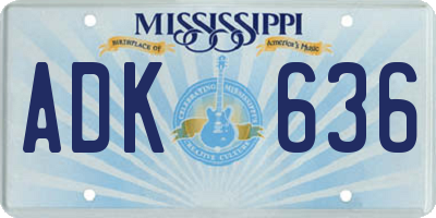MS license plate ADK636