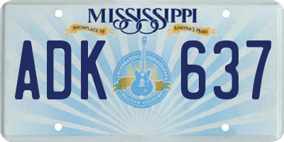 MS license plate ADK637