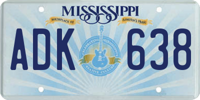 MS license plate ADK638