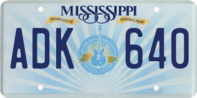 MS license plate ADK640