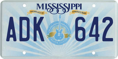 MS license plate ADK642