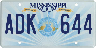 MS license plate ADK644
