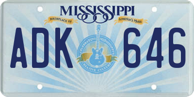 MS license plate ADK646