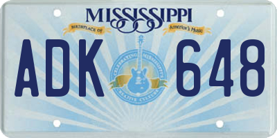 MS license plate ADK648