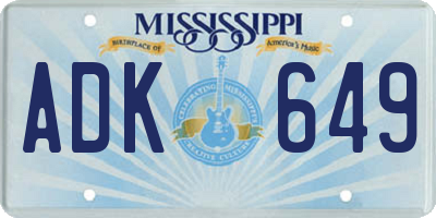 MS license plate ADK649