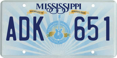MS license plate ADK651