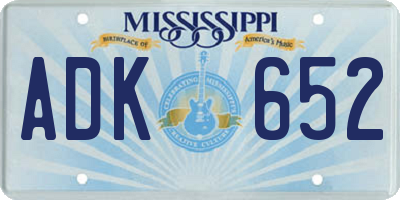 MS license plate ADK652