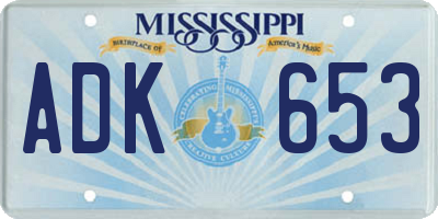 MS license plate ADK653