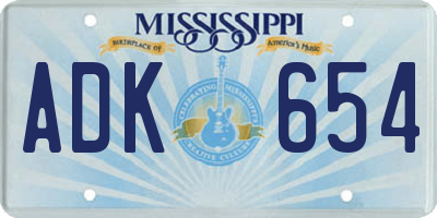MS license plate ADK654