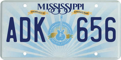 MS license plate ADK656