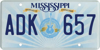 MS license plate ADK657
