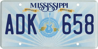 MS license plate ADK658