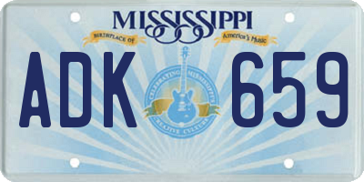 MS license plate ADK659