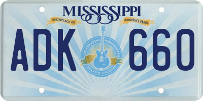 MS license plate ADK660