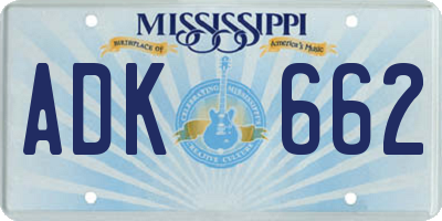 MS license plate ADK662