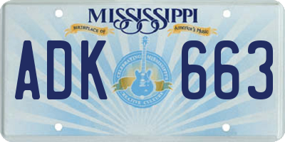 MS license plate ADK663