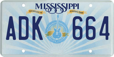 MS license plate ADK664