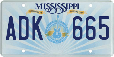 MS license plate ADK665