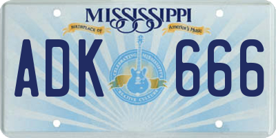 MS license plate ADK666