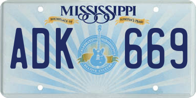 MS license plate ADK669
