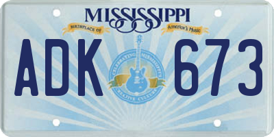 MS license plate ADK673