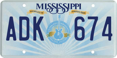 MS license plate ADK674