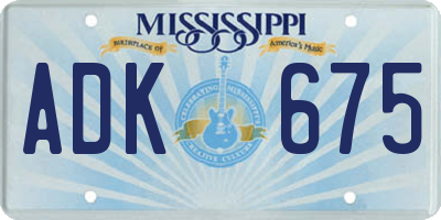 MS license plate ADK675