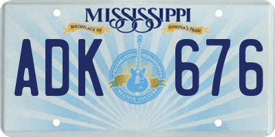 MS license plate ADK676