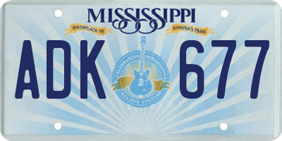 MS license plate ADK677